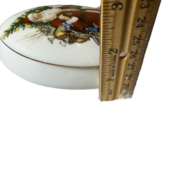 Vintage 1995 Reutter Santa Claus Porcelain Trinket Box Gold Rim Germany - Picture 12 of 14